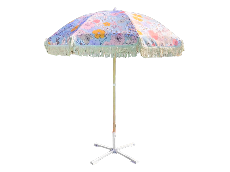 2M Tassel Polyester Wood Color Umbrella